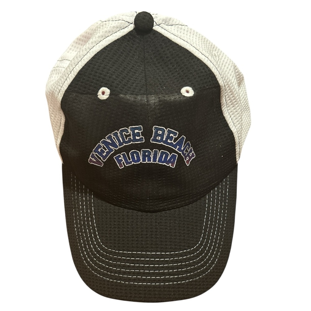 🧢 Black and White Venice Beach Florida Cap OS Fits all wpl 285 Polyester